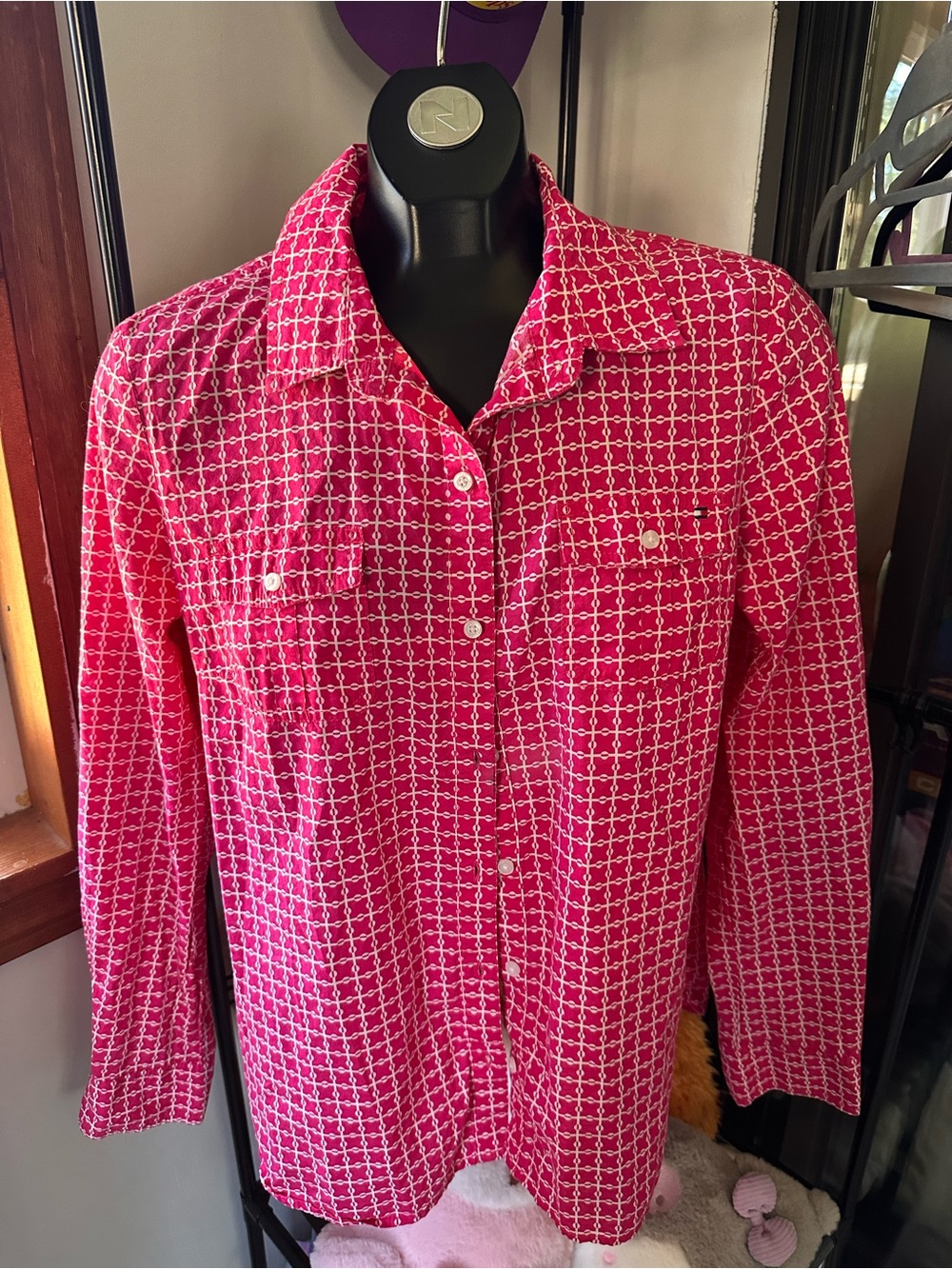 🎉 2 for 25 Tommy Pink Geometric Button-Up Shirt